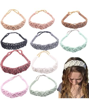 FZBNSRKO 3 Pack Floral Head Wrap Crochet Headband for Women Handmade Knitted Hairband Crochet Hairbands Crochet Hair Wrap(Mixed Color)