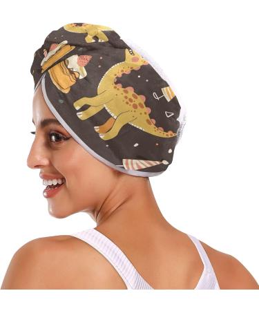 Colorful Dinosaur Hair Towel 2 Pack | Super Absorbent Quick Dry Turbans for Women & Girls - Buy Online on GoSupps.com