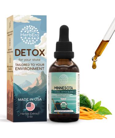 HerbEra Minnesota Herbal Detox Blend - USDA Organic Extract Made in USA | Immune & Liver Support Liquid Drops | Dandelion Root Milk Thistle Cordyceps Mullein Leaf Spirulina | 2 fl oz