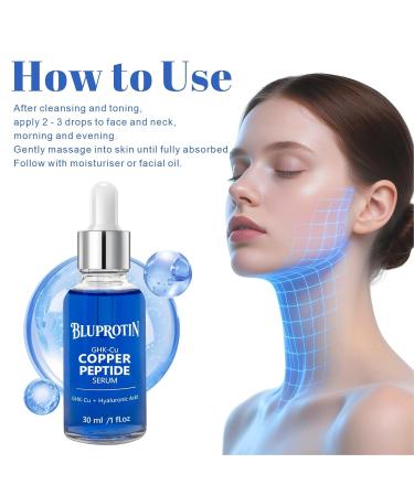 BLUPROTIN Copper Peptides Serum for Face - Copper Peptide Face Cream Anti-Aging Anti-Wrinkle Moisturizing Restore Collagen Enhance Skin Elasticity - Buy Online on GoSupps.com