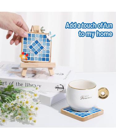 Glass Mosaic Tiles Kit for Adults - Bamboo Coaster Craft Supplies - Buy Online on GoSupps.com