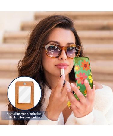 Travel Lipstick Organizer Case | Portable Makeup Bag with Mirror | Floral Design on Green | Shop Internationally - Buy Online on GoSupps.com