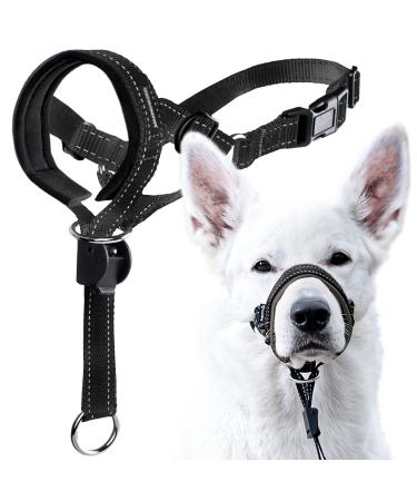 Goodboy Dog Halver with Service Birth-Stop heavy pulling on a leash-padded halter for small medium-sized and large dog sizes-Halard training instructions included Size 3 (Pack of 1) Black nylon black padding