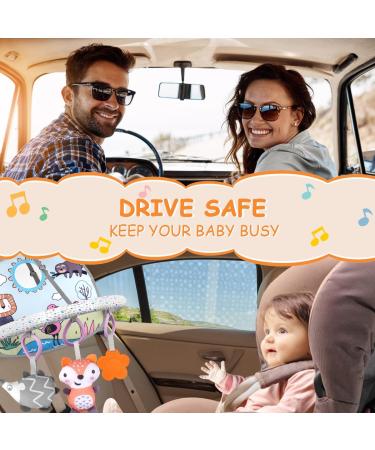 Hotut Baby Car Seat Toy Set | Activity Toys with Mirrors & Hanging Toys for Infants 0-12 Months - Ideal for Car Rides - Buy Online on GoSupps.com