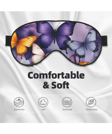 Soft Purple Butterflies Eye Mask - Adjustable Breathable Light Blocking Double-Sided Floral Sleep Mask - Buy Online on GoSupps.com