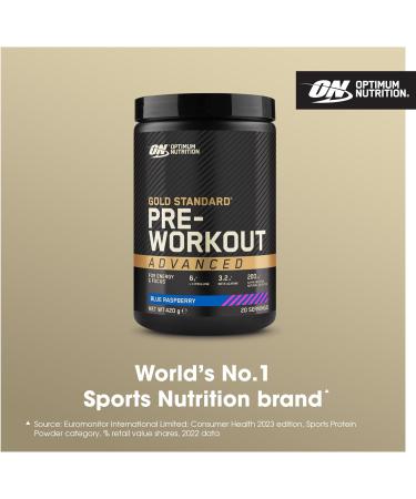 Optimum Nutrition Gold Standard Pre-Workout Advanced Powder - Blue Raspberry Flavour | Energy Booster with L-Citrulline, Beta-Alanine, Caffeine, Vitamins B12 & B6 | 20 Servings (420g) - Buy Online on GoSupps.com