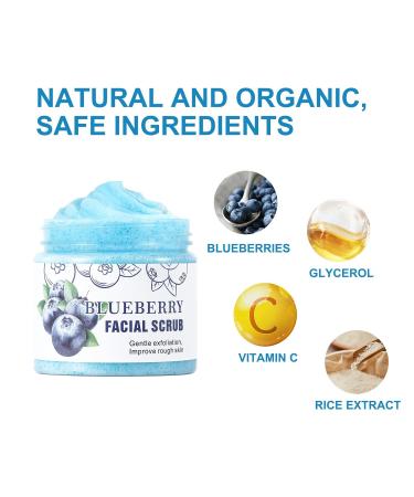 Blueberry Facial Scrub - Brightening Exfoliator & Cleanser for Dull Skin - Ideal for Blackheads & Acne - Vitamin C Scrub for Men & Women - International Shipping Available - Buy Online on GoSupps.com