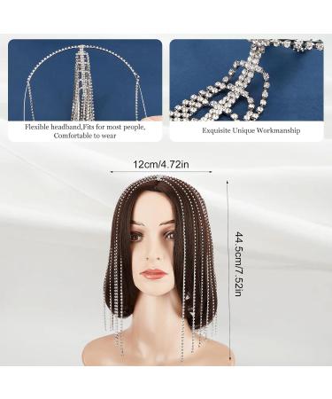NICENEEDED Sparkle Rhinestone Headhoop Chain Bridal Wedding Glitter Long Tassels Headband Hoop Hair Hoop with Crystal Fringe for Halloween Party Costume Hair Decoration - Buy Online on GoSupps.com