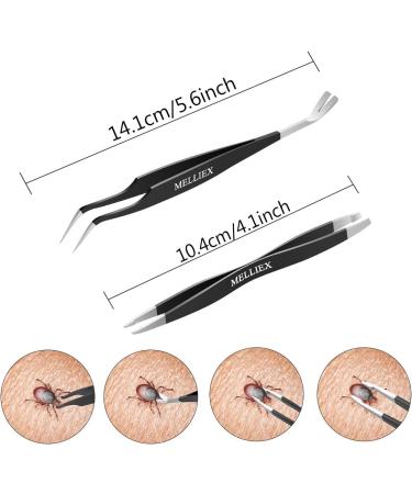 Melliex Tick Pliers Set | Stainless Steel Tick Remover & Tweezers for Pets | Tick Hooks & Storage Box for Dogs & Cats (Black) - Buy Online on GoSupps.com