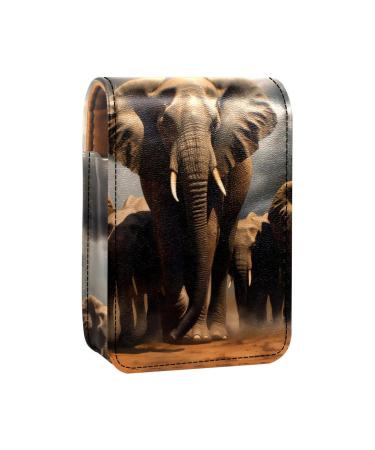 Travel Lipstick Organizer Case Lipstick Case Portable Makeup Bag With Mirror African Animal Family Elephant C567o2vbmc