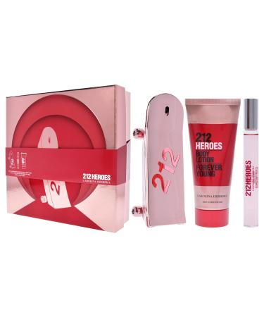 Carolina Herrera 212 Heroes Forever Young by Carolina Herrera for Women - 3 Pc Gift Set 2.7oz EDP Spray 0.34oz EDP Roll-on 3.4oz Body Lotion 2.15 Fl Oz (Pack of 3) - Buy Online on GoSupps.com