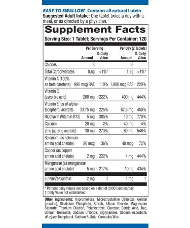 Icaps Lutein and Zeaxanthin Formula - 120 Tablets | Vision Support Supplement - Buy Online on GoSupps.com