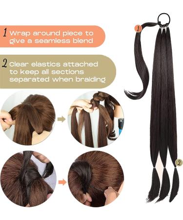 Ponytail Extension Diy Braid Hair Extensions Long Straight Wrap Around Fake Ponytail Soft Synthetic Hairpieces Hair Accessories With Rubber Band For Women 34inches (Bleach Blonde) - Buy Online on GoSupps.com