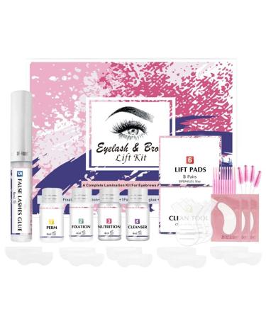 Lash Lift Kit & Brow Lamination Kit 2 in 1 Professional Lash Lift and Eyebrow Lamination Kit Premium Lash Lift and Tint Kit Suitalbe for Home and Salon (Lucky Pink)