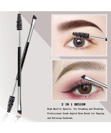 Duo Eyebrow Brush Set - Angled Eye Brow Brush with Spoolie, Professional Tool for Powder, Gel, and Wax Application - Buy Online on GoSupps.com