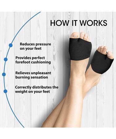 Metatarsal Sleeve Pads with Gel Anti-Slip Design - 2 Pairs (4 Pieces) - Soft Gel Ball of Foot Cushions - Forefoot Cushion Pads for Mortons Neuroma, Calluses, Blisters - Fabric Compression (Black) - Buy Online on GoSupps.com