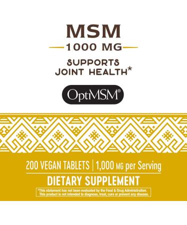 Nature's Way MSM 1000mg Tablets - 200 Count Pack | Joint Health Support - Buy Online on GoSupps.com