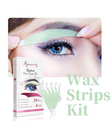 Beauty7 Eyebrow Wax Strips Kit - Hair Removal & Shaping for Women - 24 Strips with Calming Oil Wipes - At-Home Waxing Solution for Sensitive Skin - Buy Online on GoSupps.com