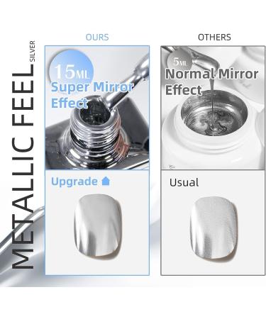 U-Shinein 15ml Metallic Painting Gel Silver Metal Nail Gel Upgrade Painted Gel Mirror Nail Painting Gel 3D Metal Painting Gel DIY Drawing Nail Art Manicure Sliver - Buy Online on GoSupps.com