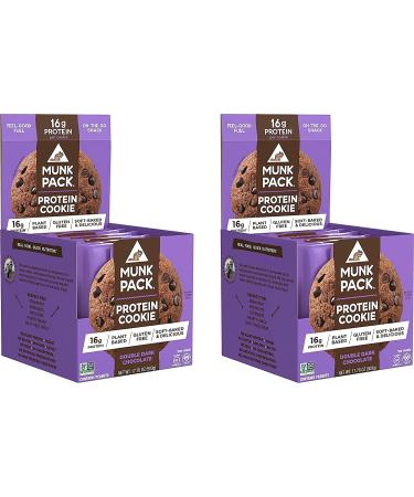Munk Pack Protein Cookie | 16 Grams of Protein | Soft Baked | Contains Fiber | Plant Based & Vegan Snacks | Soy  Dairy & Gluten Free | Non-GMO | On the Go | Double Dark Chocolate | 12 Pack Double Dark Chocolate 12 Count (P - Buy Online on GoSupps.com