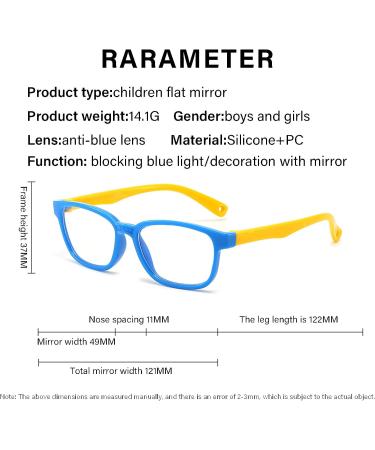 kurkip Blue Light Blocking Silica Glasses for Kids Children's Computer Glasses for Age 4-13 Unbreakable Frame Anti-Blue Ray Glasses With Case Anti UV400 & Eyestrain Blue+yellow - Buy Online on GoSupps.com