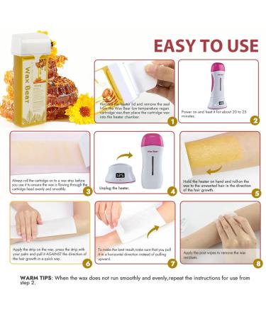 Wax Bear Roll On Wax Kit | Hair Removal Roller Wax Cartridge | Digital Temperature Display | Professional & Personal Use - White - Buy Online on GoSupps.com