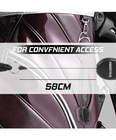 Golf Club Brush & Groove Cleaner 2-in-1 | Retractable Zip-line & Sharp Pick | Metal Buckle | Nylon & Wire Bristles | Black Upgraded - Buy Online on GoSupps.com