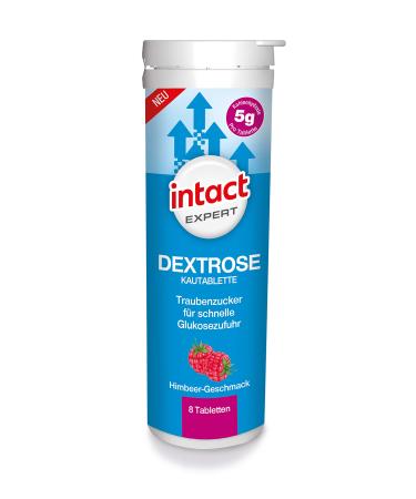Intact Expert Dextrose PUR 8 chewing tablets with raspberry taste for diabetics type 1+2 glucose for fast glucose intake 100% vegan - Buy Online on GoSupps.com