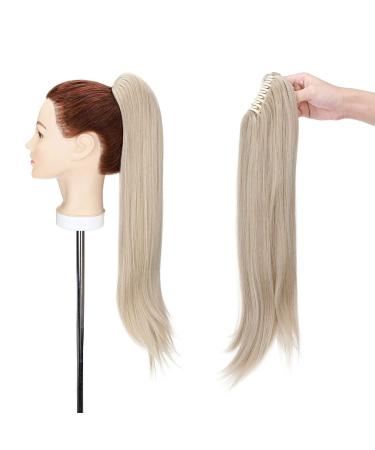 55 cm claw on ponytail extensions curly clip in ponytail wavy curly synthetic hair extension hair extension braid hair part ponytail for women ashblonde mix bleach blonde
