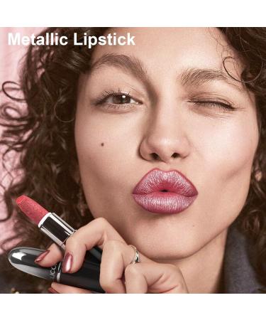 Buy Shiny Metallic Lipstick - High Pigment Waterproof Long Lasting Shimmer Lipstick for Women | Soft Velvet Glimmer Glow with Moisturizing Formula - Buy Online on GoSupps.com