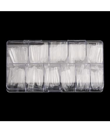 Coffin Full Cover Nail Tips 500pcs Clear Acrylic Nails with Case for Nail Salons and DIY Nail Art - Buy Online on GoSupps.com