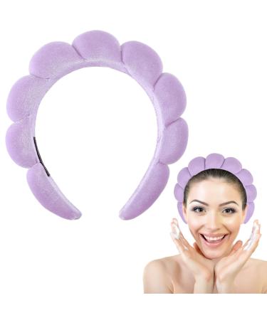 WLLHYF Spa Headbands Washing Face Hairband Facial Makeup Removal Hair Band Terry Cloth Headband Skincare Hair Hoops Sponge Bubble Fabric Valentine's Day Hair Wrap for Women Girls Shower Sports Purple