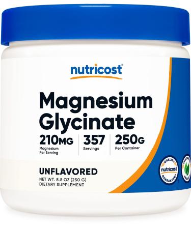 Nutricost Magnesium Glycinate Powder (250 Grams) (Unflavored) Unflavored 8.81 Ounce (Pack of 1) - Buy Online on GoSupps.com