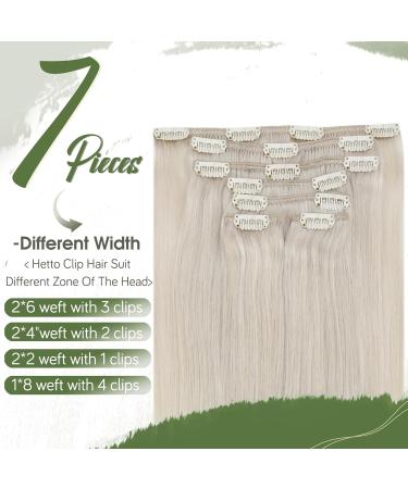 Hetto Clip-In Extensions | Real Remy Human Hair #60 Platinum Blonde - 80g 30cm | Premium Clip-In Hair Recovery - Buy Online on GoSupps.com