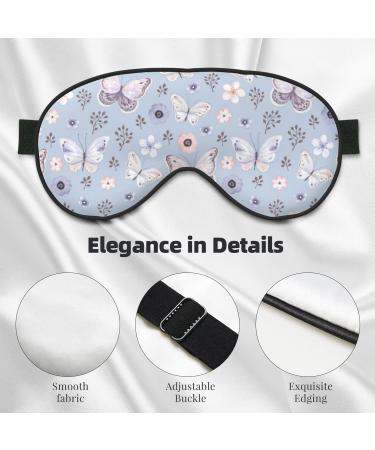 Blue Butterfly Print Sleep Eye Mask | Soft Blindfold with Elastic Strap for Travel & Night Sleeping - Buy Online on GoSupps.com