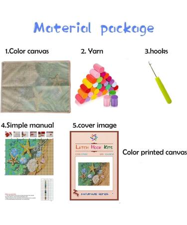 Seaside Beach Sea Shells Starfish Latch Hook Kit - Handmade Carpet for Christmas Home Decoration 52x38cm - Buy Online on GoSupps.com