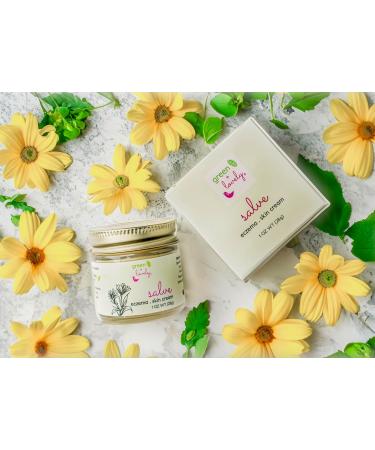 Green + Lovely Herbal Salve with Calendula + Comfrey - Organic Multi-Purpose Skin Cream Bruise Eczema Ointment - Beauty Intensive Moisturizer Sensitive Skin - (Unscented) - 1 oz - Buy Online on GoSupps.com