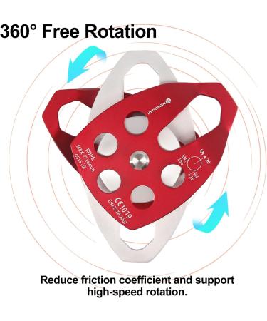 Newdoar 30kn Rope Roll Deflection Roller - CE Certified Double Roller for Rescue & Tree Climbing | Max 16mm | Swivel Plate | Durable Red - Buy Online on GoSupps.com