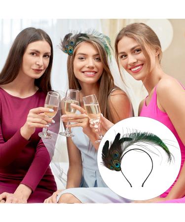 Feather Headband Carnival Peacock Feather Headdress Flapper Hair Hoop Headpiece for Dance Carnival Masquerade Fringe Show Party - Buy Online on GoSupps.com