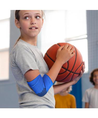 Sibba Compression Elbow Brace for Kids - 2 Pairs Support Sleeve for Volleyball Basketball Tennis & Weight Lifting - Breathable Black & Blue Elbow Wraps - Buy Online on GoSupps.com