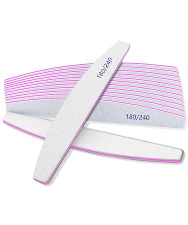 Nail file nail files 180/240 grit nail files for natural nails 12 pieces of professional nail files for fingernail double-sided pantry board nail file for nail studio violet 180/240 for natural nails