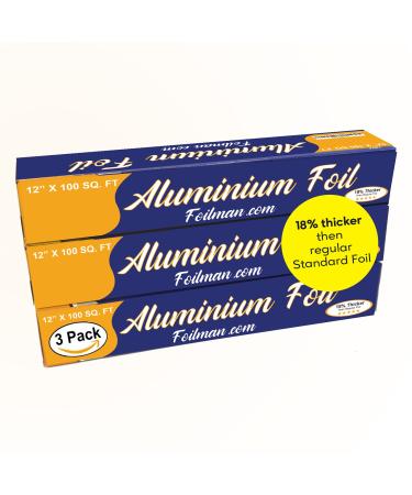 Foilman - Household Aluminum Foil - Roll (18% Thicker Than Standard foil) - 3 Pack 100 Sq Ft (Pack of 3)