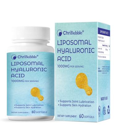 Liposomal Hyaluronic Acid Supplements for Women,Men 1000mg-Pure Dietary Hyaluronic Acid Capsules for Skin,Joint,Dermal Repair Complex 60 Count (Pack of 1)