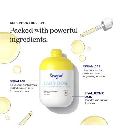 Supergoop! Daily Dose Hydra-Ceramide Boost + SPF 40 Oil PA+++ 1 fl oz | Broad Spectrum Sunscreen Serum - Buy Online on GoSupps.com