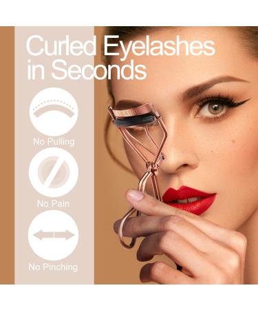 Larbois Eyelash Curler with 5 Refill Pads & Velvet Bag - Professional No Pinch, No Pain, No Pulling Eye Lash Curler for Perfect Curls in Seconds - Rose Gold - Buy Online on GoSupps.com