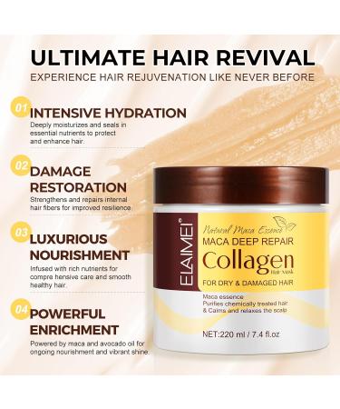Collagen Hair Mask 220ML Collagen Hair Treatment Deep Repair Conditioning for Dry Damaged Hair All Hair Types - Buy Online on GoSupps.com
