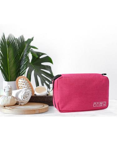 Cooja Hanging Toiletry Bag for Women with Hook & Handle - 1 Makeup Toilet Bag + 2 Drawstring Bags, Rose Red - Buy Online on GoSupps.com