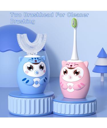 Kids Electric U Shaped Toothbrush - Rechargeable Sonic Toothbrush with 6 Modes & 6 Soft Brush Heads for Ages 8-15 - Pink - Buy Online on GoSupps.com