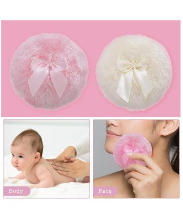 Sibba Large Fluffy Powder Puff - Reusable Velour Face & Body Makeup Tool (2-Pack: Pink & Beige 10 cm) - Ultra-Soft Washable Perfect for Loose Powder Application - Buy Online on GoSupps.com