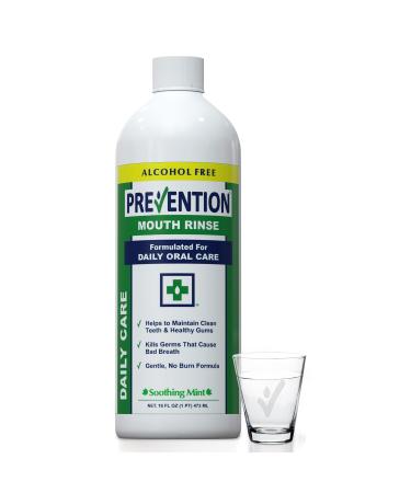 Prevention Daily Care Mouthwash - Gentle Hydrogen Peroxide Mouthwash Alcohol Free | 16 Oz. Soothing Mint Mouth Wash Liquid for Daily Oral Care Bad Breath and Teeth Whitening by PHS Brands